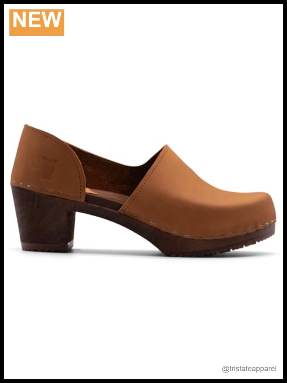 Sandgrens Handmade Closed-Back High Heel Wood Clogs, Nubuck Leather